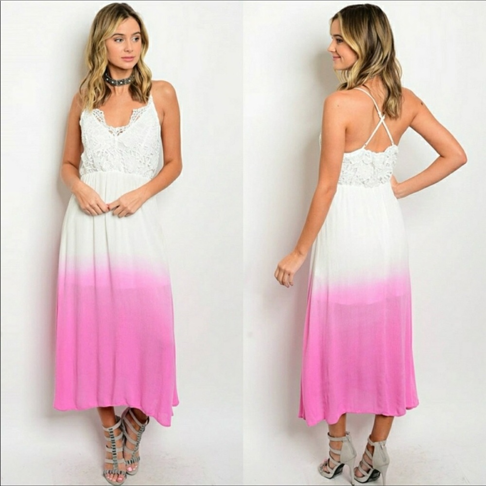 HURRY ONLY 2 LEFT PINK OMBRE MAXI DRESS SIZE S & M